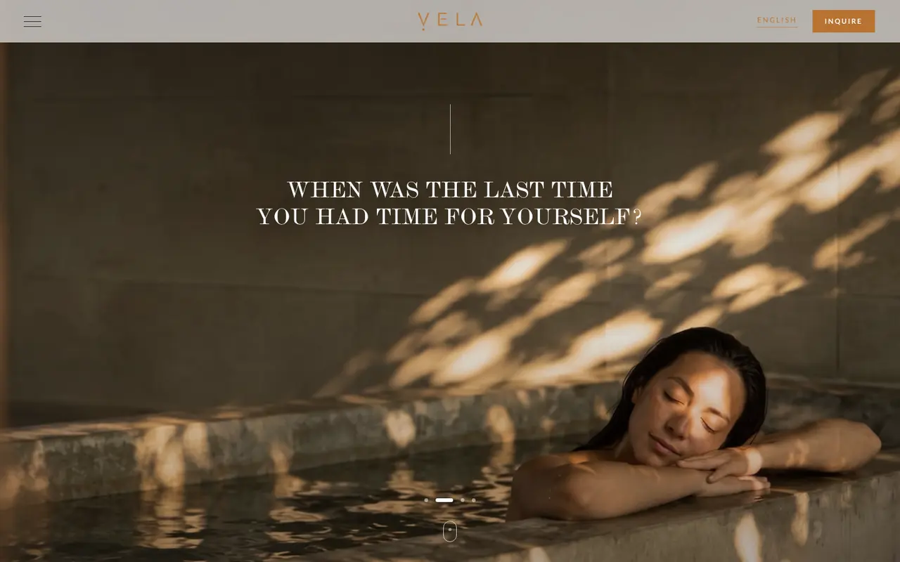 หน้าแรกของเว็บไซต์ VELA Wellness Residence